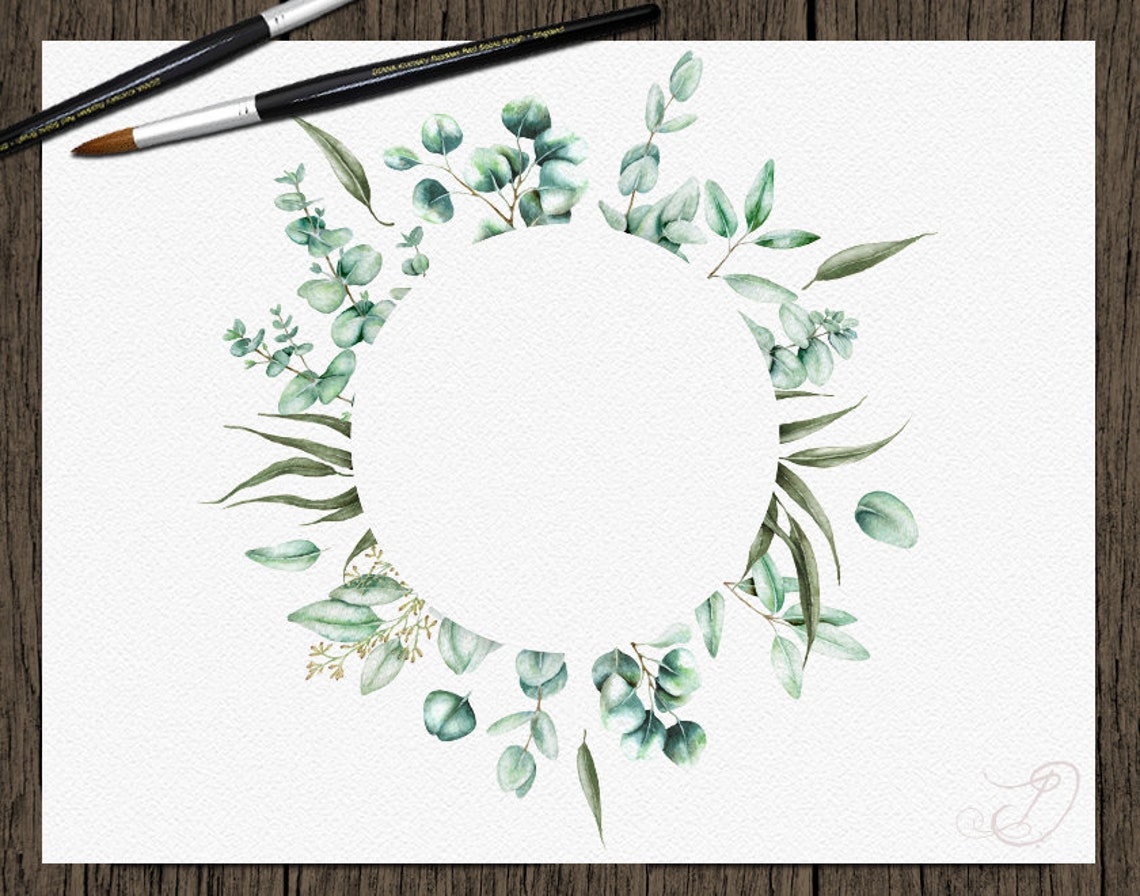 Watercolor Eucalyptus Clipart Frame Greenery Frames Clip Art Eucalyptus ...