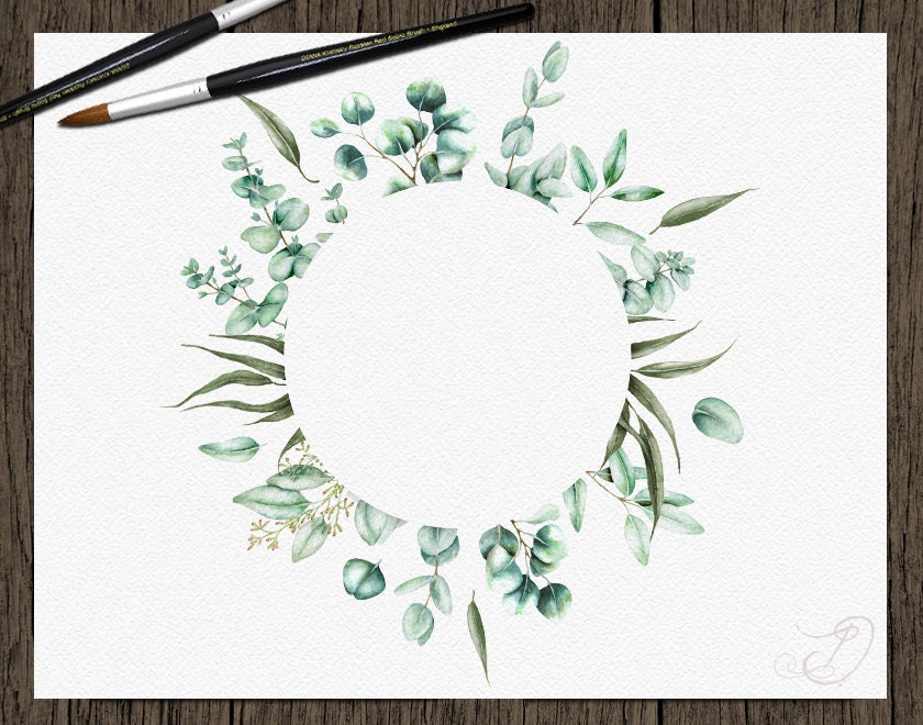 Watercolor Eucalyptus Clipart Frame Greenery Frames Clip Art Eucalyptus ...