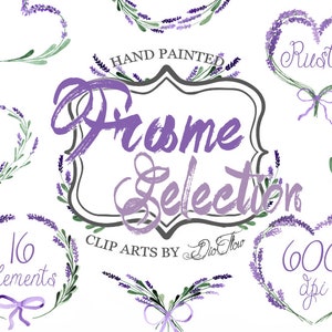 Lavendel Clipart Kranz Girlande Aquarell handbemalt Lavandula Clipart Lavendel lila grüne Rahmen Bögen ClipArt - "Rahmen Auswahl"