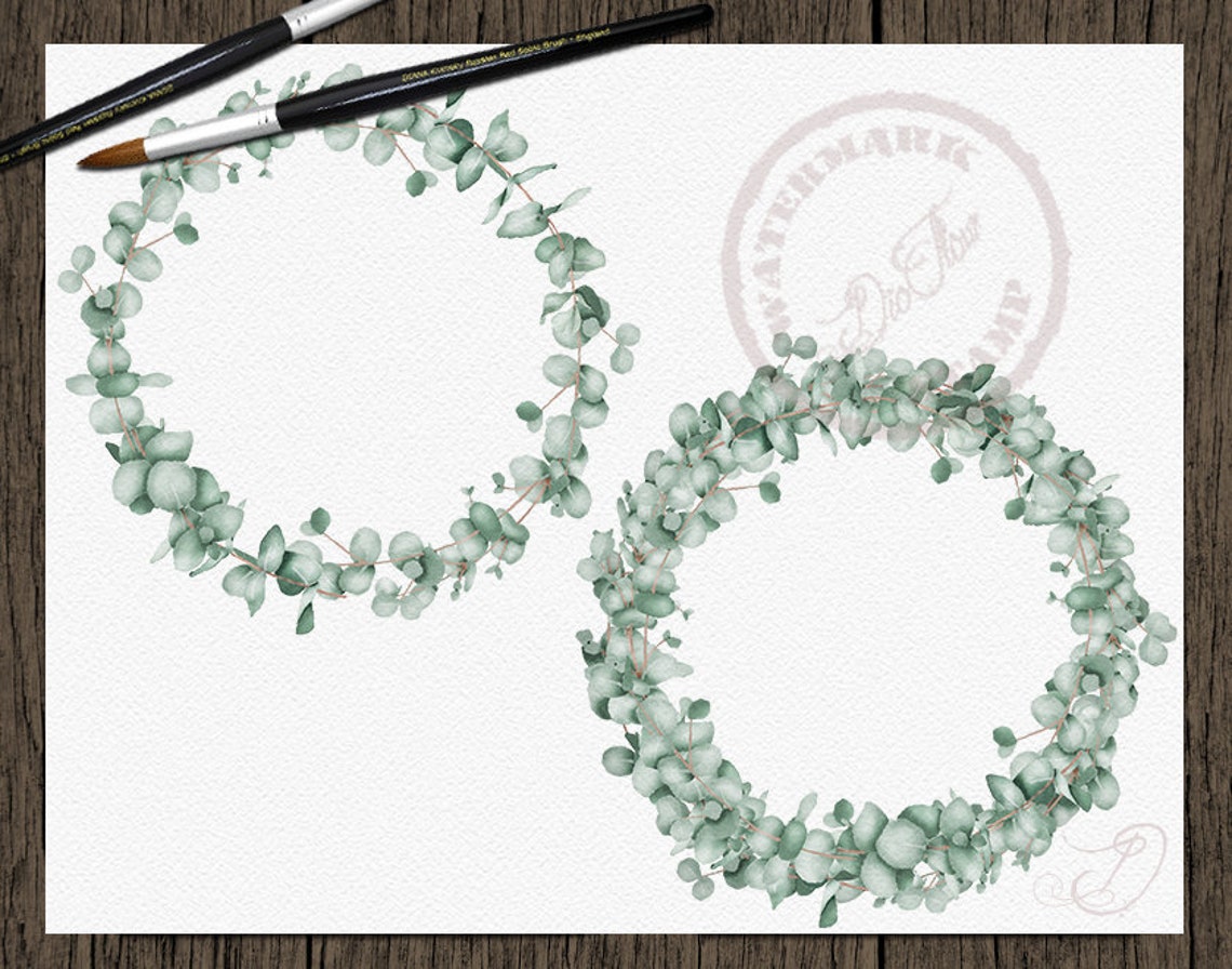 Eucalyptus Wreaths Clipart Watercolor Frames Greenery Clip Art Baby ...