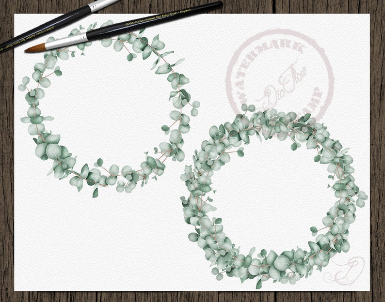 Eucalyptus Wreaths Clipart Watercolor Frames Greenery Clip Art Baby ...