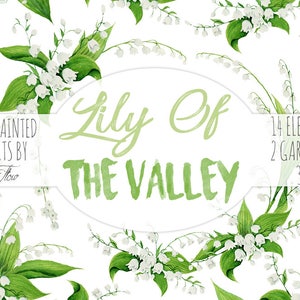Aquarelle de muguet fleurs feuilles verdure Clipart feuilles blanches clipart fleur vecteur lys faire-part de mariage Illustration Art