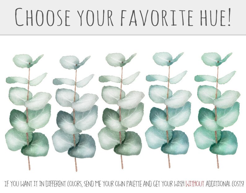 Eucalyptus Clipart Baby Blue Spiral Greenery Clip Art Watercolor ...