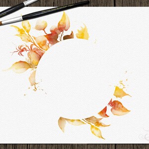Watercolor Fall Leaves Clipart Autumn Fallen Leaves Frame Frames Clip Art Fall Leaves Autumn Frames Illustration Invitation Foliage image 2