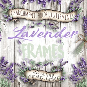 Acquerello della lavanda Clipart cornici Lavandula Vintage Clip Art fiore matrimonio rustico viola invito illustrazione del telaio ghirlanda secchi