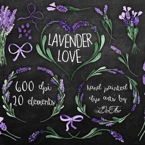 Lavendel Clipart lavendel aquarel Clipart lavendel Clipart Handpainted Clip Provence bruiloft Lavandula krans illustraties - "Lavendel love"