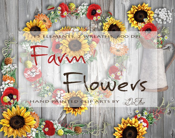Download Sunflower Watercolor Country Clipart Wreath Frame Garland ...