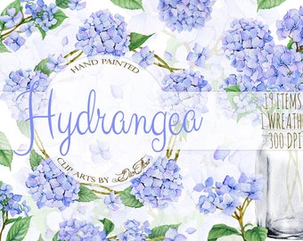 Hortensie Aquarell Clipart Blaue Blumen Clip Art Rustikale Einmachglas Hochzeitseinladung Illustration Vector Cottage Farm Dekor Hortensien