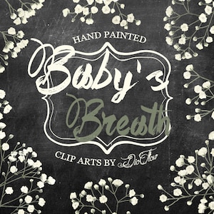 Clipart di gypsophila bianca, clipart di fiori di gypsophila rustica, clipart di fiori dipinti a mano ad acquerello, campagna - "Baby's Breath"