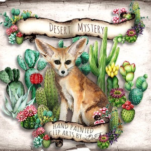 Aquarelle Cactus Cacti Clipart Desert Succulent Clip Art Fennec Fox Greenery Clip Art Cinco Mayo Succulent Cactus Illustration Invitation