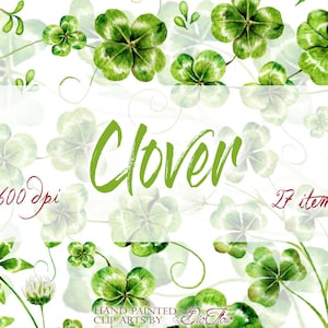 Foglia dell'acquerello Clover foglie verde fogliame clip art rosso trifoglio acquerello verde foglie illustrazione fortunato invito fogliame Patrick giorno