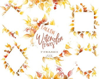 Watercolor Fall Leaves Clipart Autumn Fallen Leaves Frame Frames Clip Art Fall Leaves Autumn Frames Illustration Invitation Foliage