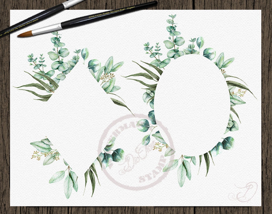 Watercolor Eucalyptus Clipart Frame Greenery Frames Clip Art Eucalyptus ...