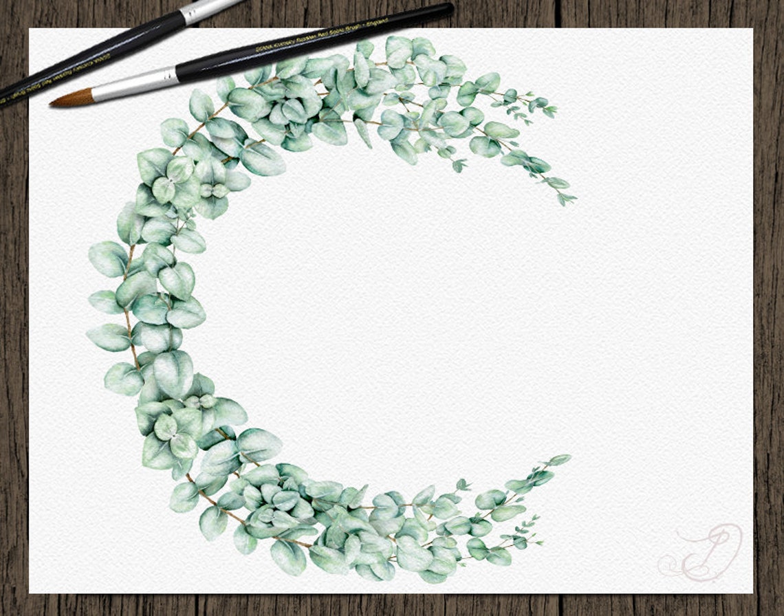 Eucalyptus Clipart Baby Blue Spiral Greenery Clip Art Watercolor ...