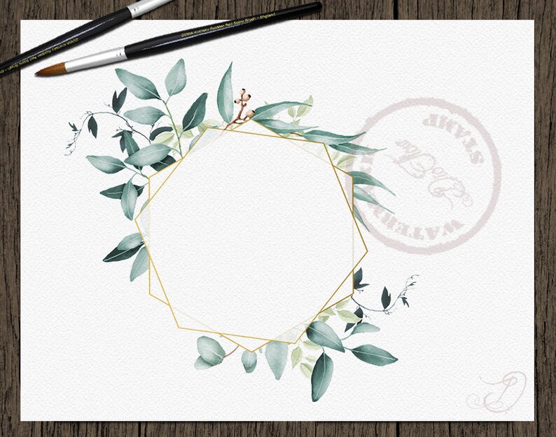 Download Watercolor Eucalyptus Clipart Frame Greenery Frames Clip ...