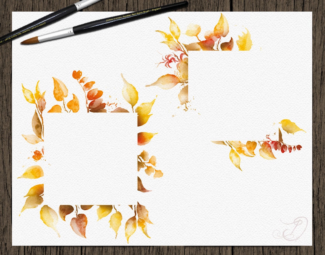 Watercolor Fall Leaves Clipart Autumn Fallen Leaves Frame | Etsy