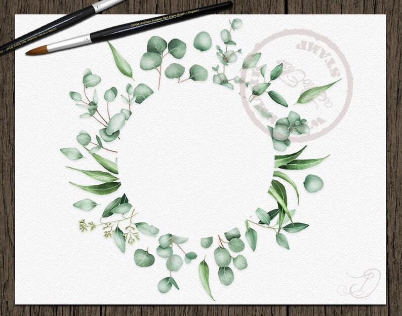 Watercolor Eucalyptus Clipart Frame Greenery Frames Clip Art Eucalyptus ...