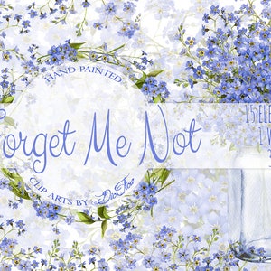 Clipart aquarelle de fleurs bleues, clipart fleurs bocal rustique, faire-part de mariage illustration vectorielle petite fleur sauvage sauvage de montagne