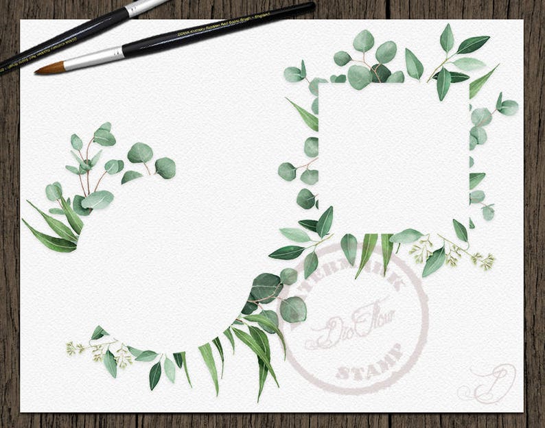 Download Watercolor Eucalyptus Clipart Frame Greenery Frames Clip ...