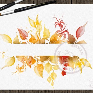 Watercolor Fall Leaves Clipart Autumn Fallen Leaves Frame Frames Clip Art Fall Leaves Autumn Frames Illustration Invitation Foliage image 5