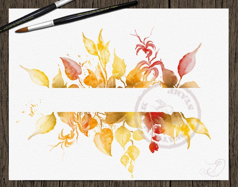 Watercolor Fall Leaves Clipart Autumn Fallen Leaves Frame Frames Clip Art Fall Leaves Autumn Frames Illustration Invitation Foliage image 5