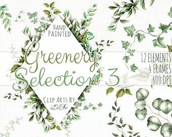 Aquarell Grün Clipart Reben Laub Blätter ClipArt Rahmen Efeu Reben Wald Laub grün Wald Hochzeit Einladung Illustration