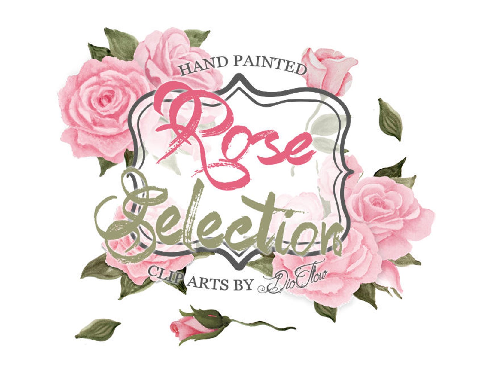 Rose Clipart Pink Rose Clip Art Watercolor Handpainted Clipart - Etsy