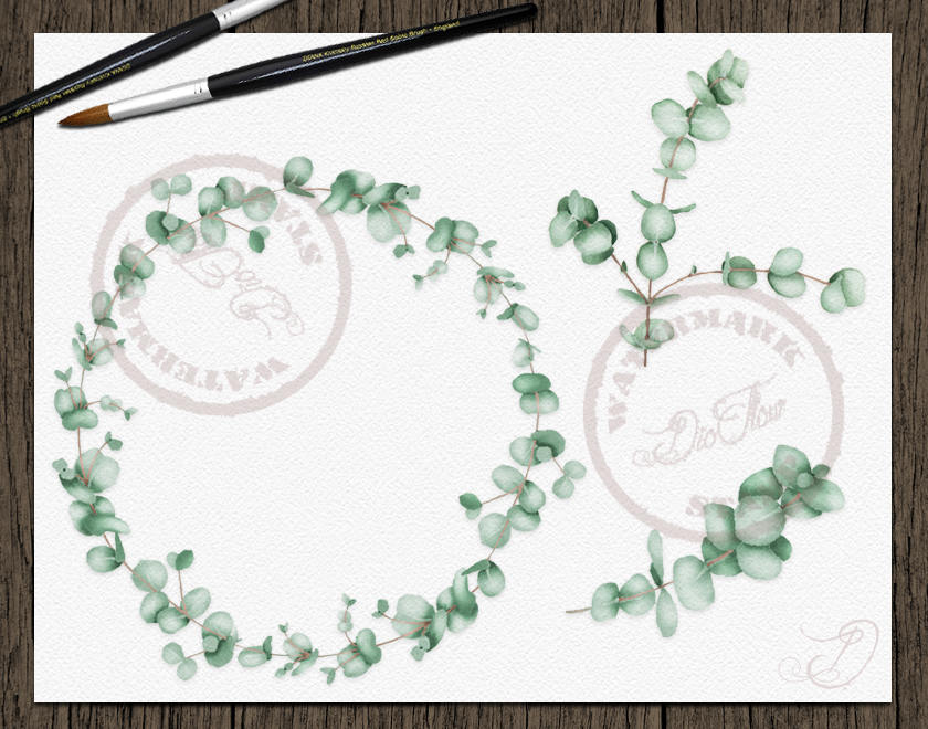 Eucalyptus Clipart Baby Blue Spiral Greenery Clip Art Watercolor ...