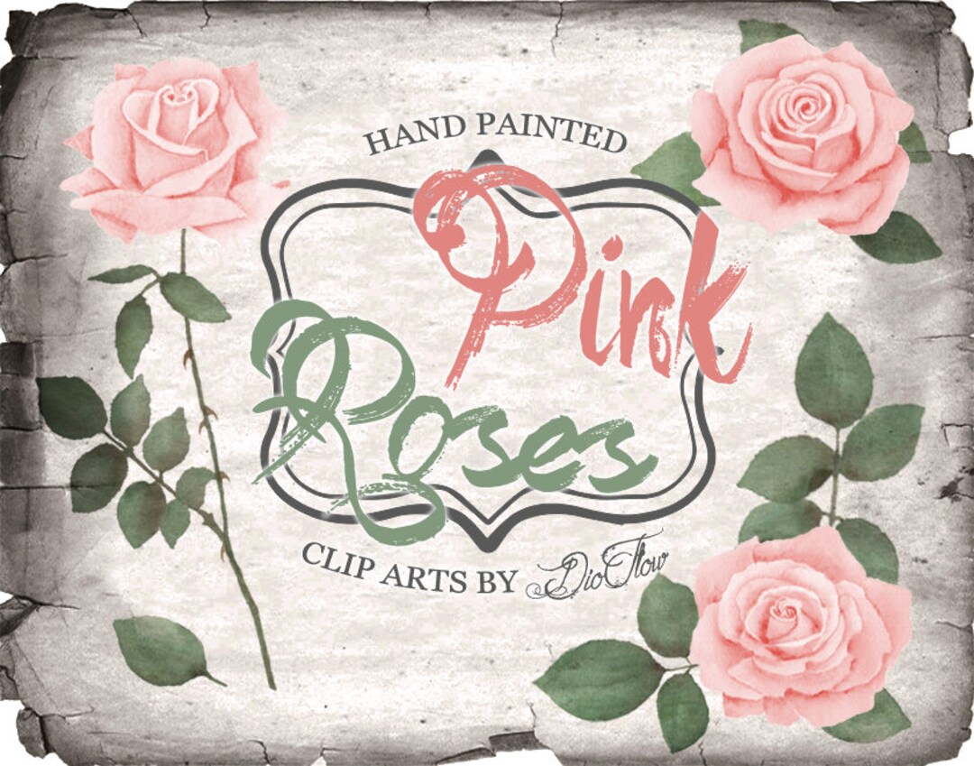 Pink Rose Clipart, Rose Clip Art, Antique Roses, Victorian Rose, Pink