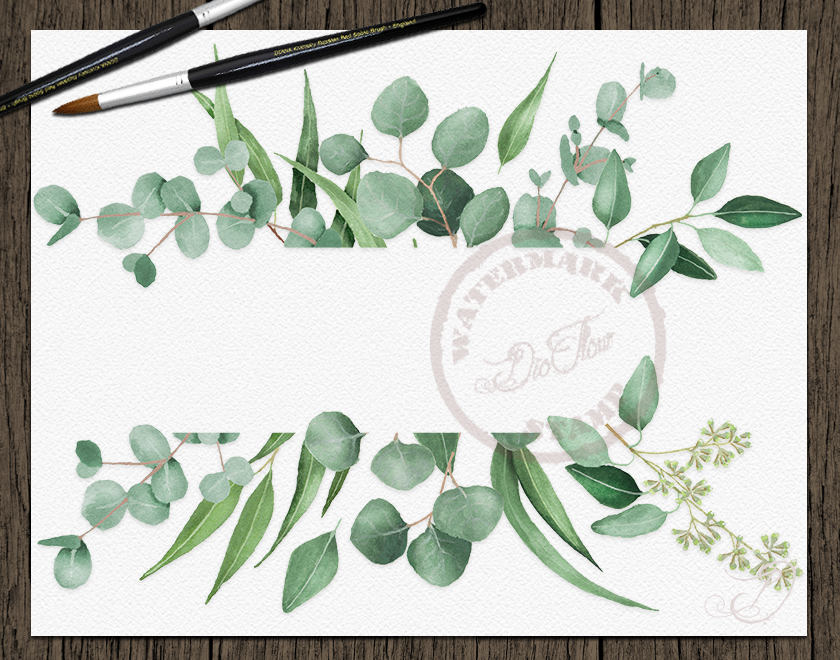 Watercolor Eucalyptus Clipart Frame Greenery Frames Clip Art Eucalyptus ...