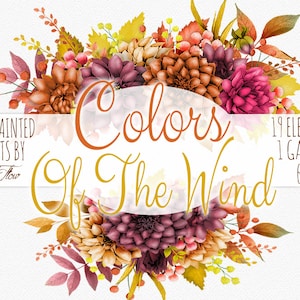 Clipart automne Dahlia aquarelle automne feuilles fleurs Bordeaux Clip Art Illustration vectorielle mariage Invitation papier automne Dahlia Orange feuille