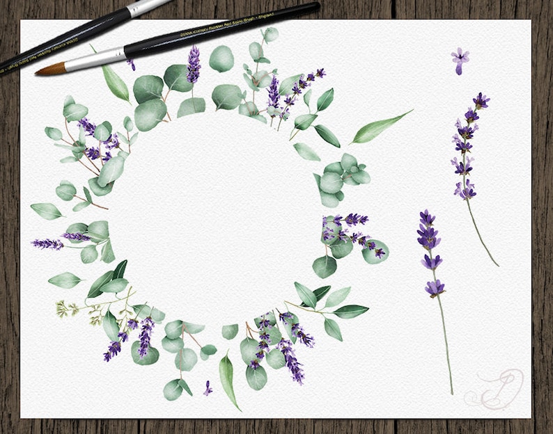 Download Watercolor Eucalyptus Lavender Clipart Frames Greenery ...