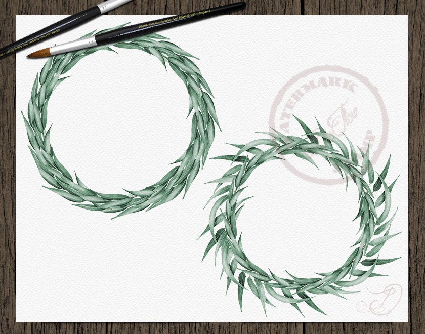Eucalyptus Wreaths Clipart Watercolor Frames Greenery Clip Art Baby ...