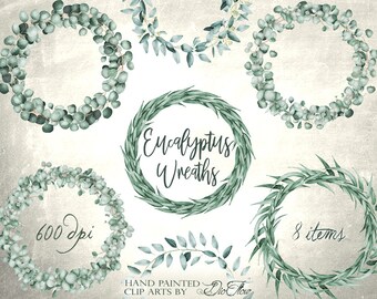 Eucalyptus Wreaths Clipart Watercolor Frames Greenery Clip Art Baby Blue Willow Seeded Eucalyptus Wreath Wedding Invitation Illustration