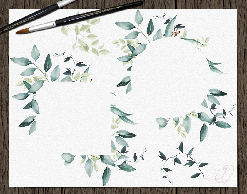 Watercolor Eucalyptus Clipart Frame Greenery Frames Clip Art Eucalyptus ...