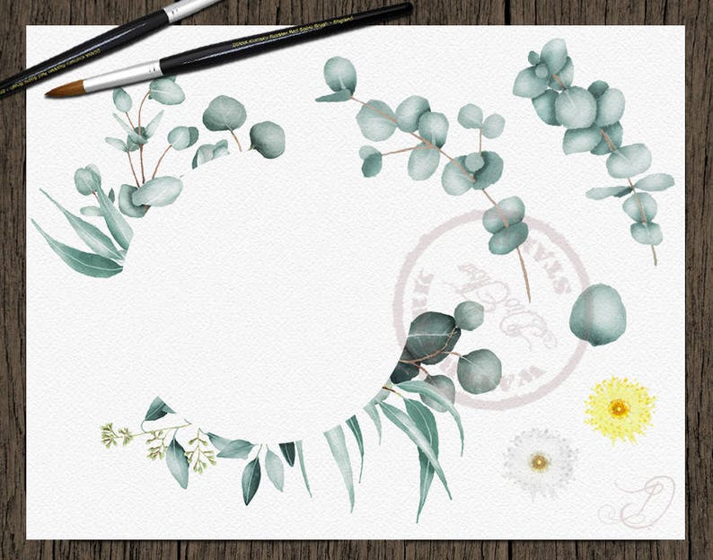 Watercolor Eucalyptus Clipart Greenery Clip Art Eucalyptus Greenery ...
