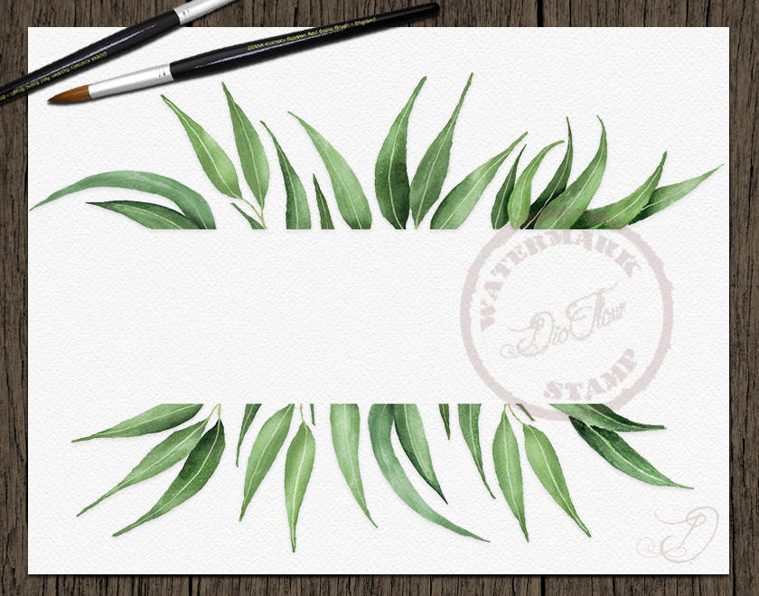Watercolor Eucalyptus Clipart Frame Greenery Frames Clip Art Eucalyptus ...