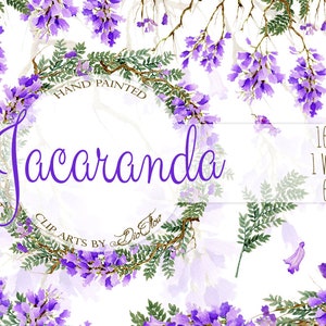Jacaranda Aquarelle Clipart Purple Flowers Clip Art Lilac Flower Floral Wedding Invitation Illustration Vector Decor Jacaranda Tree Petals image 1