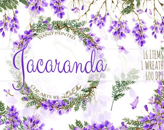 Jacaranda Aquarell Clipart lila Blumen ClipArt lila Blume Blumen Hochzeit Einladung Illustration Vektor Dekor Jacaranda Baum Blütenblätter