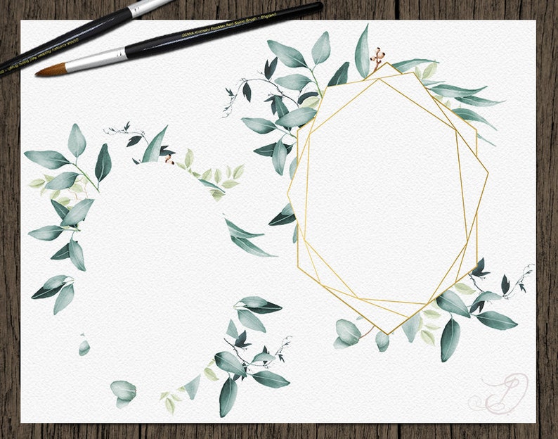 Download Watercolor Eucalyptus Clipart Frame Greenery Frames Clip ...