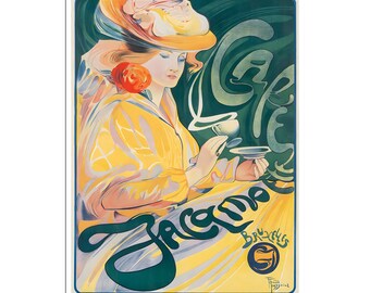 Póster de café, pintura Art Nouveau, impresión de café europeo de Fernand Toussaint en 1896 (AJT395)