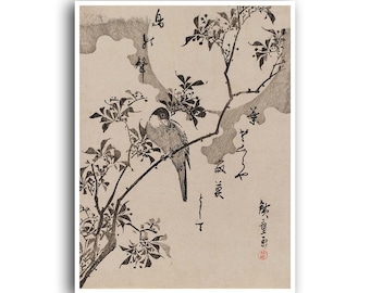 Japanese Poster Hiroshige Art Japan Birds And Branches Print (J301)a