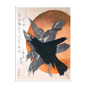 Raven Art Decor Asian Crow Wall Art Japanese Poster Art Decor Japan Retro (J165)