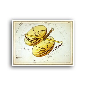 Waage Vintage Sternzeichen Print Sternzeichen Horoskop Poster Landkarte Kunst Konstellationen Astrologie Dekor (AS10)a