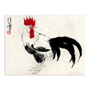 Chinese Rooster Poster Asian Landscape Art Print China Retro Decor (CH28)