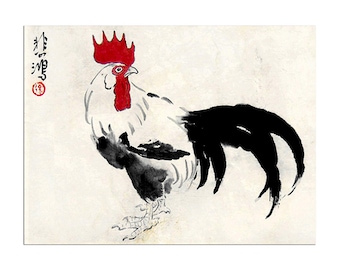 Chinese Rooster Poster Asian Landscape Art Print China Retro Decor (CH28)
