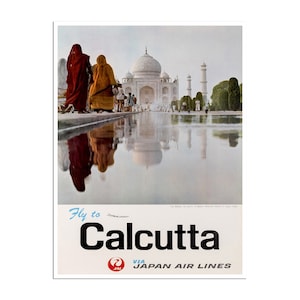 Calcutta Art India Travel Poster Japan Airlines Print (AJT200)a