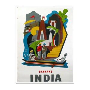 Varanasi Travel Poster India Print Banaras Art (AJT27)a