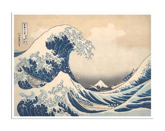 Grabado de Hokusai Arte japonés en madera Póster japonés La gran ola de Kanagawa 1831 (J74)a