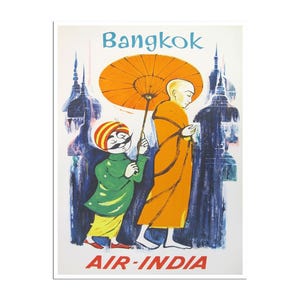Bangkok Art Thailand Travel Poster Air India Print (AJT187)a